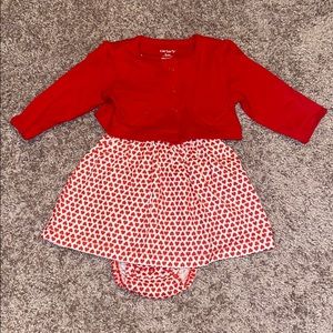 Valentines outfit with red cardigan